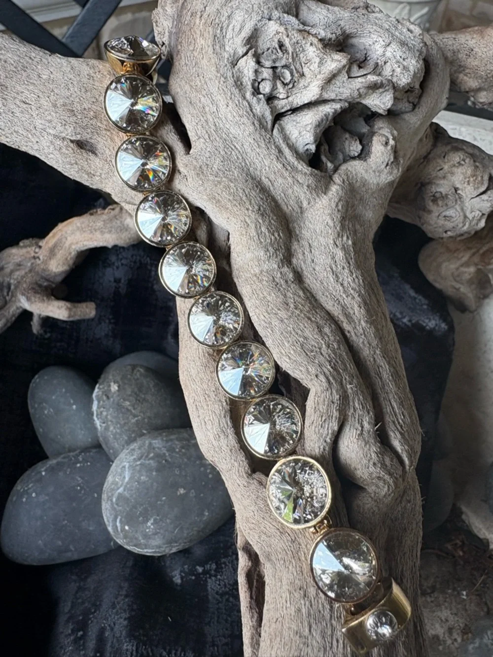 Henri Bendel Gold-Tone Crystal Statement Bracelet - Clear Crystal Accents - Picture 6 of 9